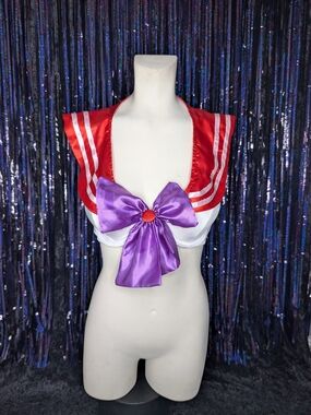 Sailor Mars Crop Top Cosplay with Purple Bow